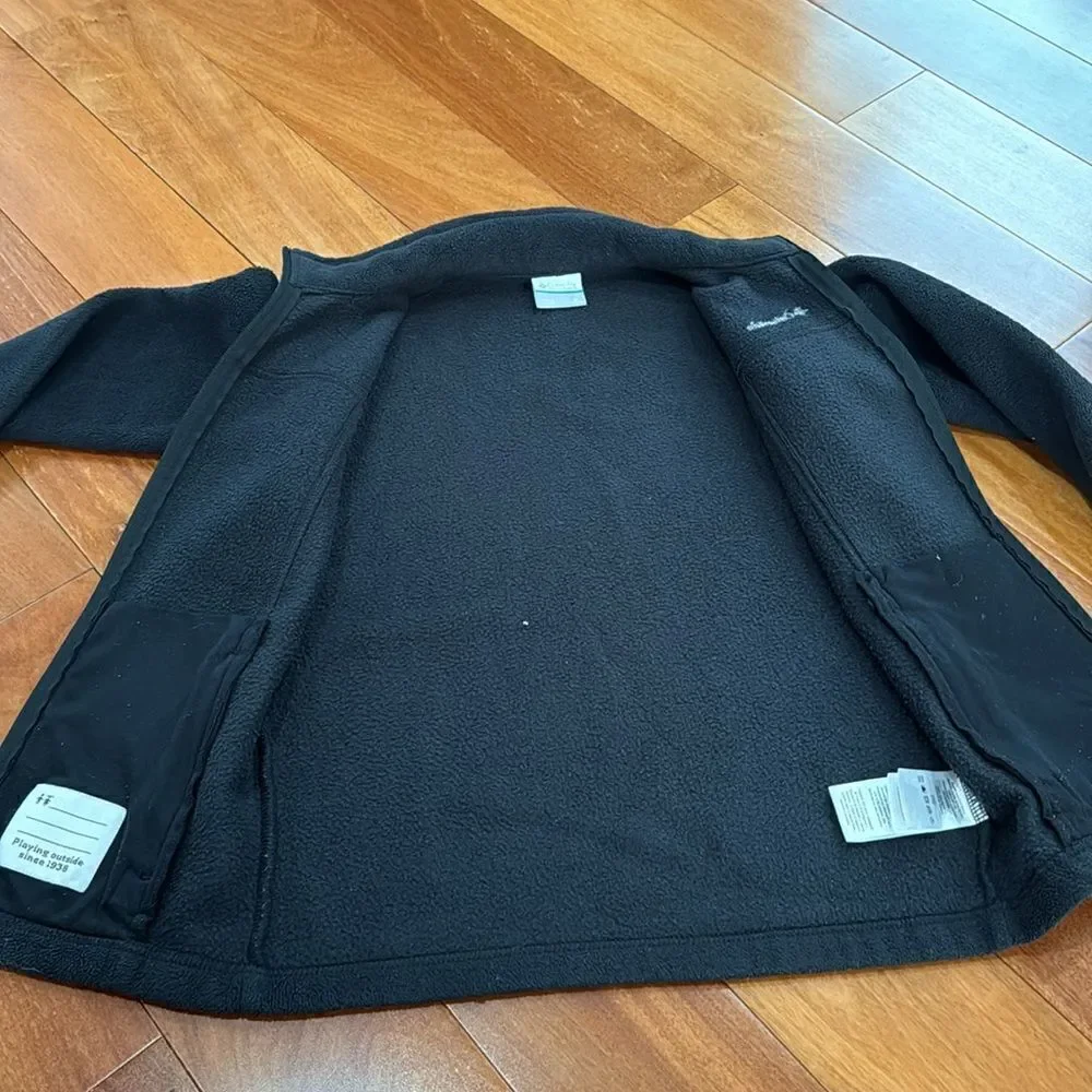Columbia Fleece Jacket Kids Black Full Zip Mock Neck M‎ 10/12